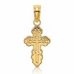 14K Mini Eastern Orthodox Cross Charm - Lifestyle View