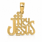 14K Polished and Engraved TRY JESUS Charm - Lifestyle View