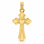 14K Polished Cross w/ Heart Charm - Lifestyle View