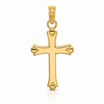 14K 2-D  Polished Cross Charm - Lifestyle View
