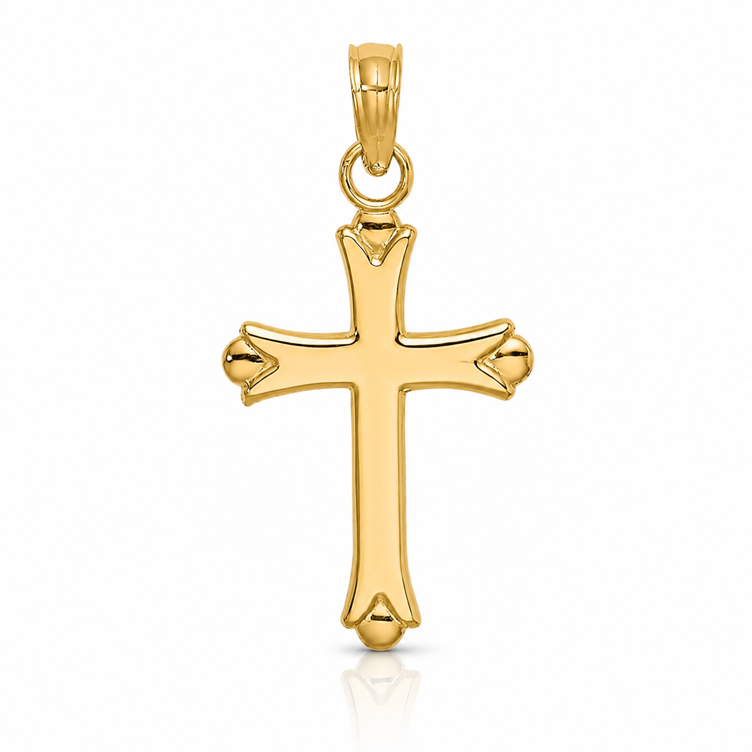 14K 2-D  Polished Cross Charm - Lifestyle View