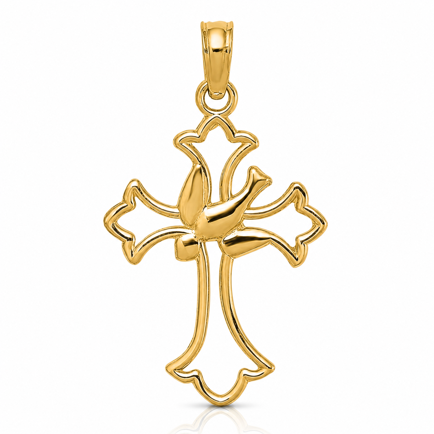 14K Cut-Out Dove Center Cross Charm - Lifestyle View