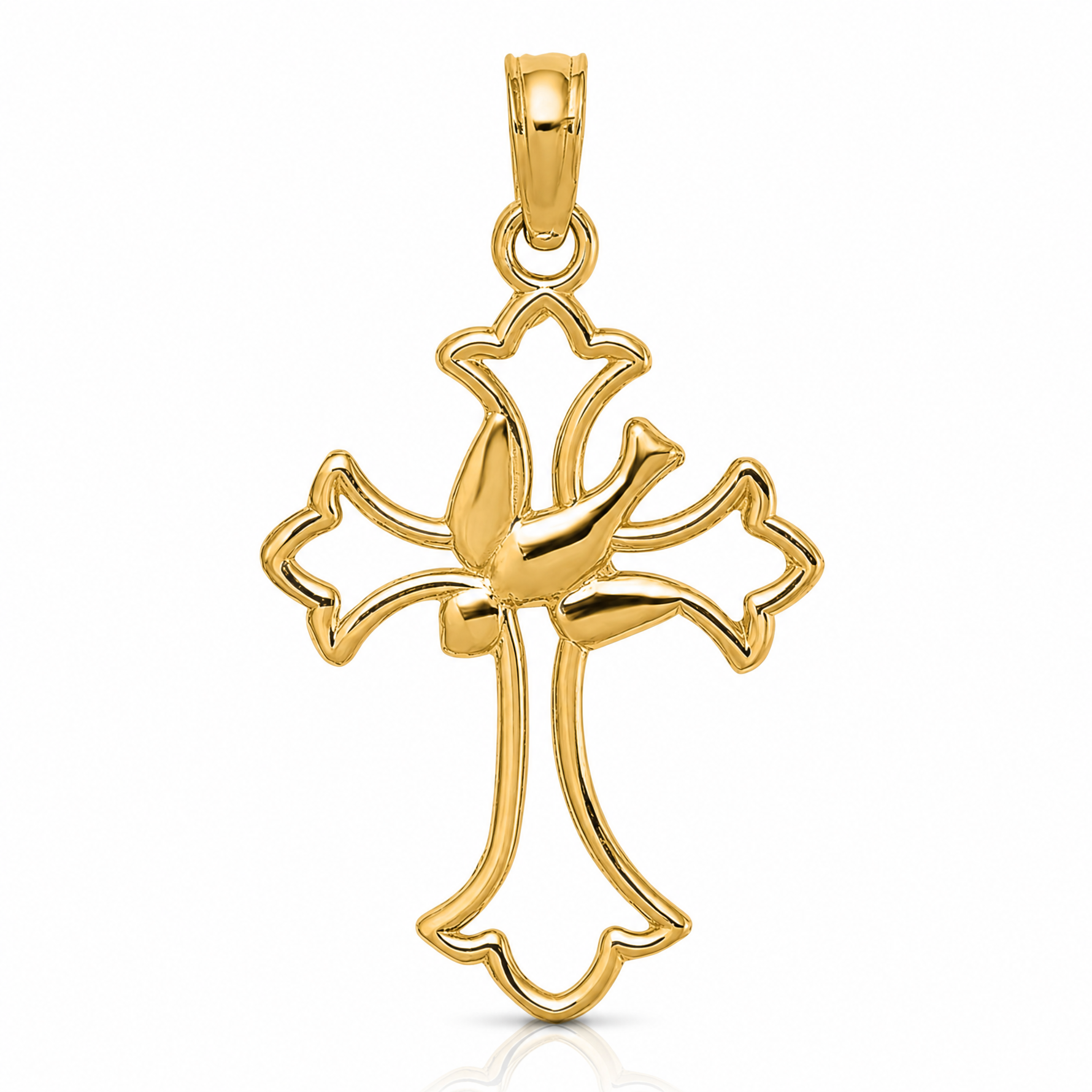 14K Cut-Out Dove Center Cross Charm - Lifestyle View