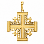 14K Cut-Out Jerusalem Cross Charm - Lifestyle View