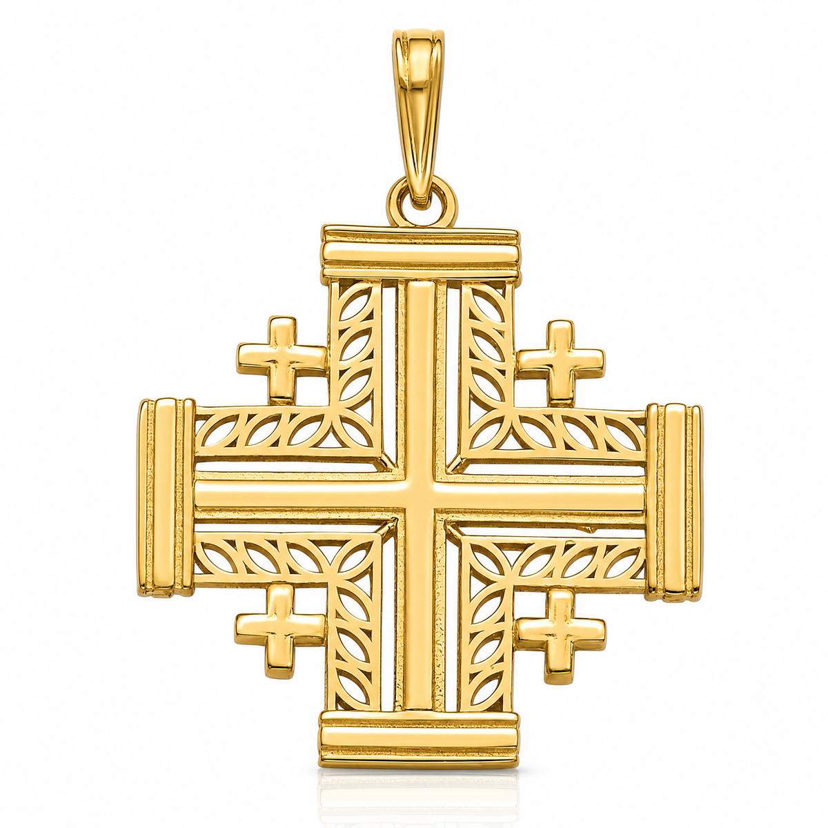 14K Cut-Out Jerusalem Cross Charm - Lifestyle View