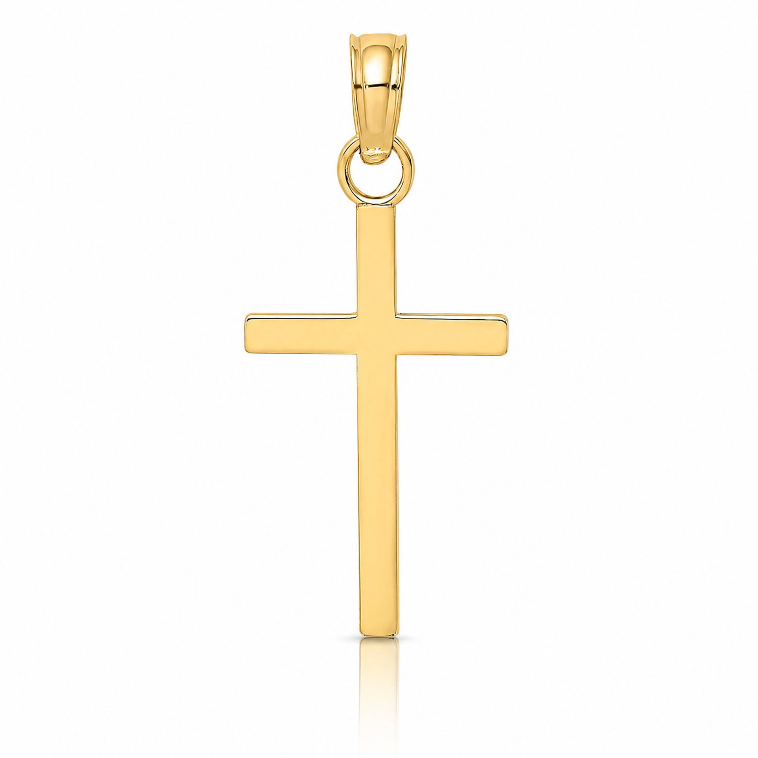 14K Polished Small Cross Charm - Lifestyle View