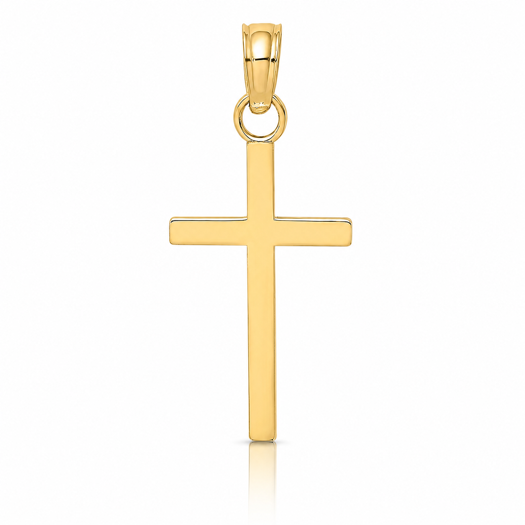 14K Polished Small Cross Charm - Lifestyle View