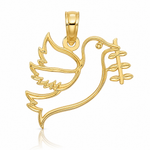 14K Cut-Out Dove with Olive Branch Charm - Lifestyle View