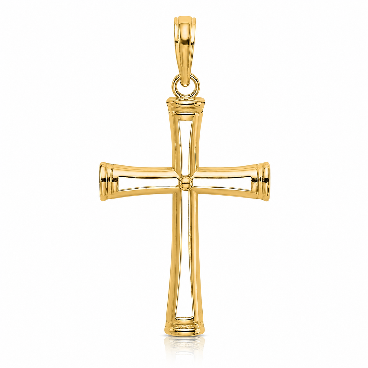 14K Polished and Cut-Out Cross - Lifestyle View