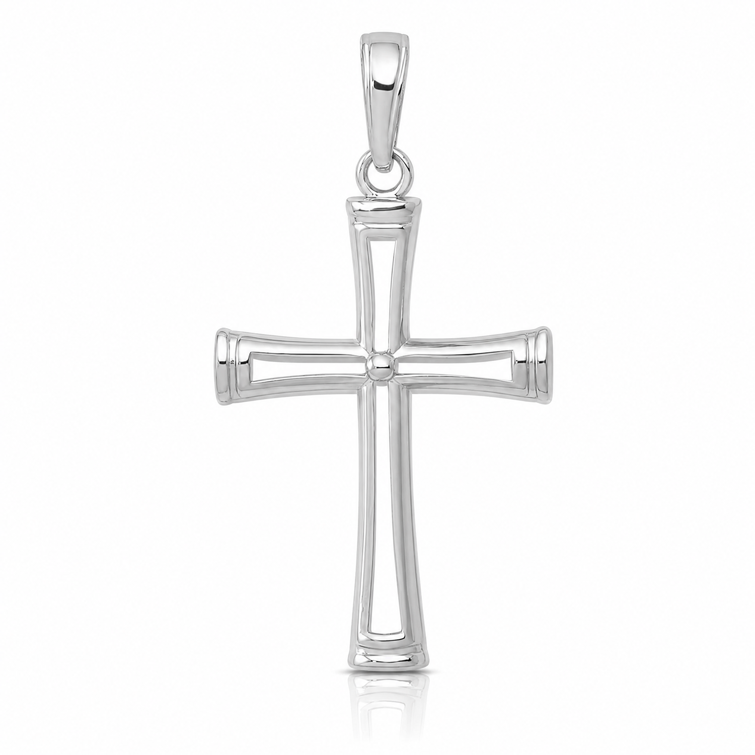 14K White Gold Polished and Cut-Out Cross - Lifestyle View