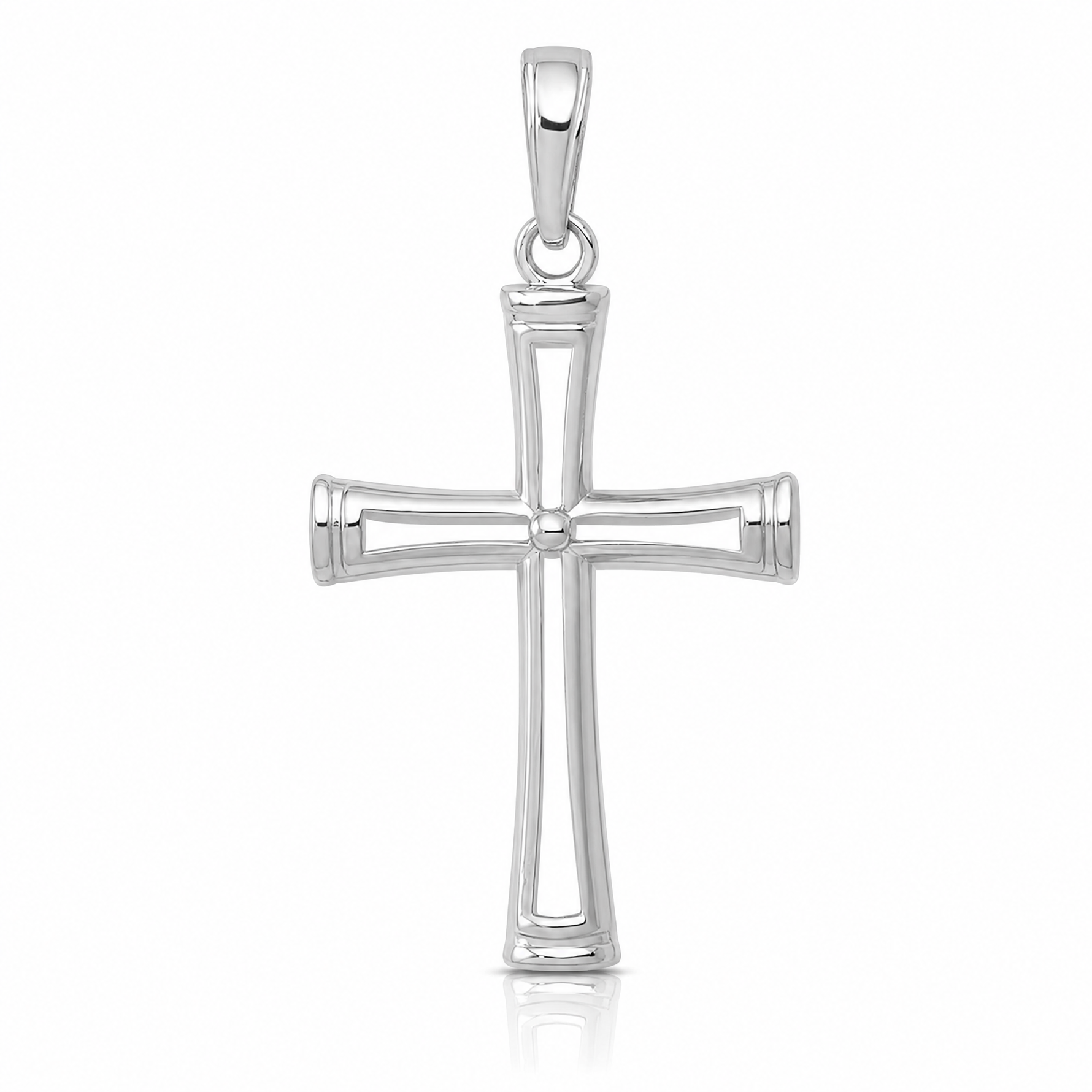 14K White Gold Polished and Cut-Out Cross - Lifestyle View