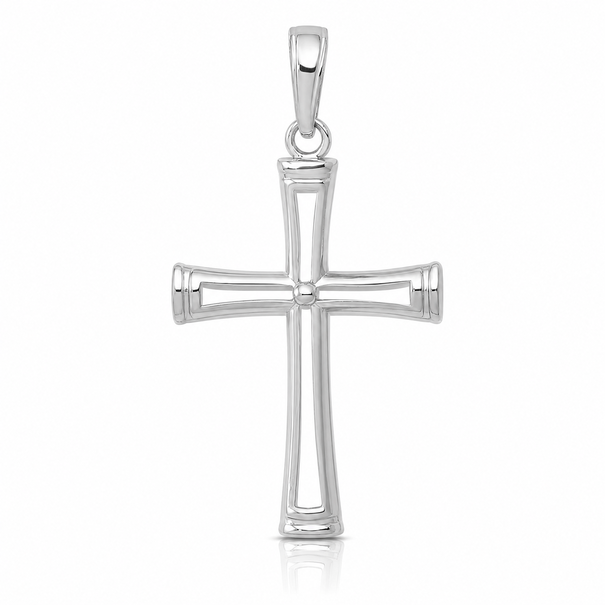 14K White Gold Polished and Cut-Out Cross - Lifestyle View