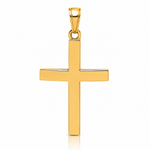 14K Polished Beveled Cross Charm - Lifestyle View