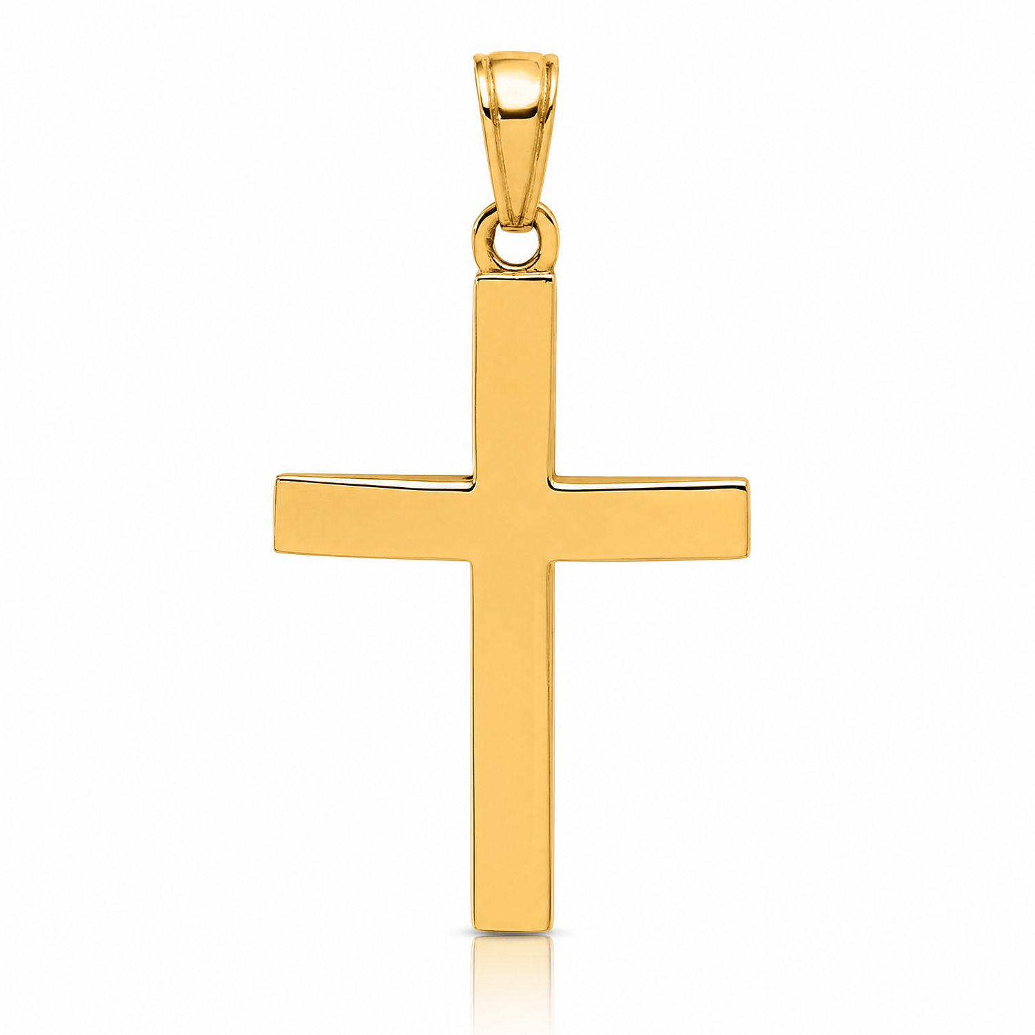 14K Polished Beveled Cross Charm - Lifestyle View