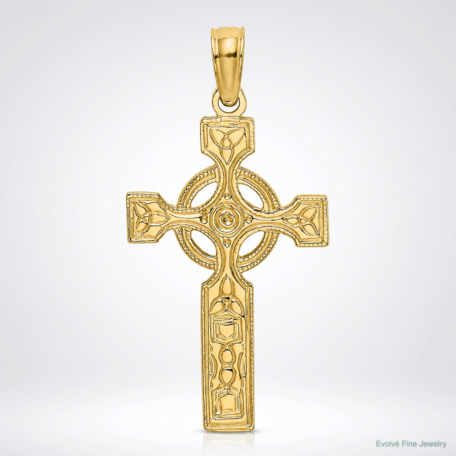 14K Engraved Celtic Cross w/ Eternity Circle Charm - Lifestyle View