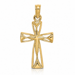 14K Cut-Out Cross w/ Triangle Ends Charm - Lifestyle View