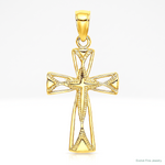 14K Polished Cut-Out Design Cross Charm - Lifestyle View