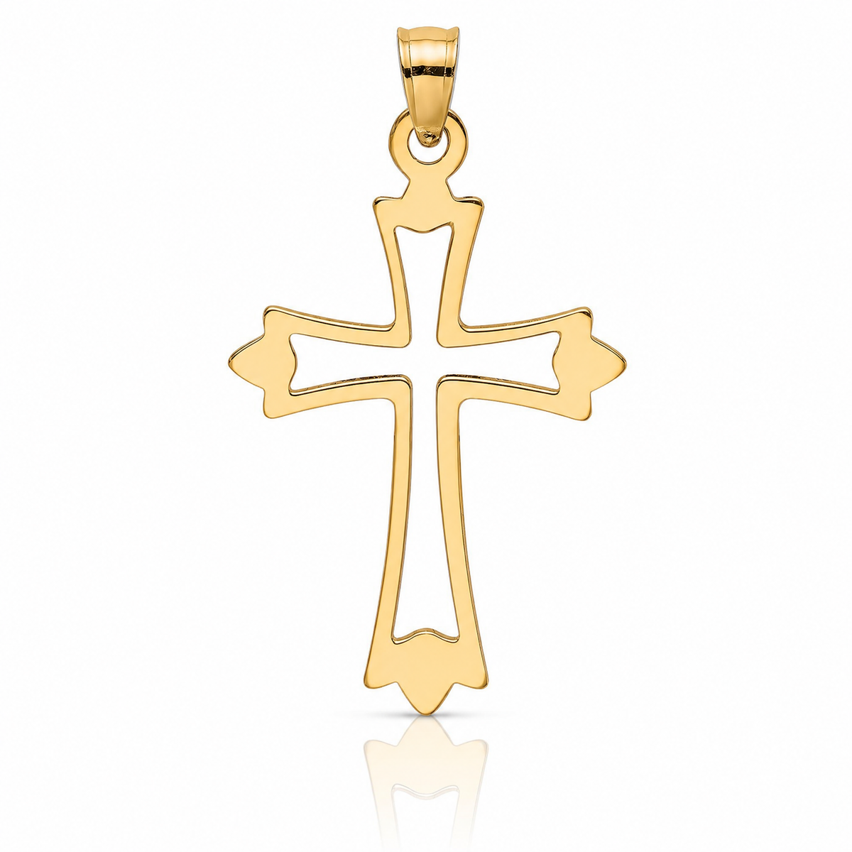 14K Polished and Cut-Out Cross Charm - Lifestyle View