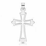 14K White Gold Polished and Cut-Out Cross Charm - Lifestyle View