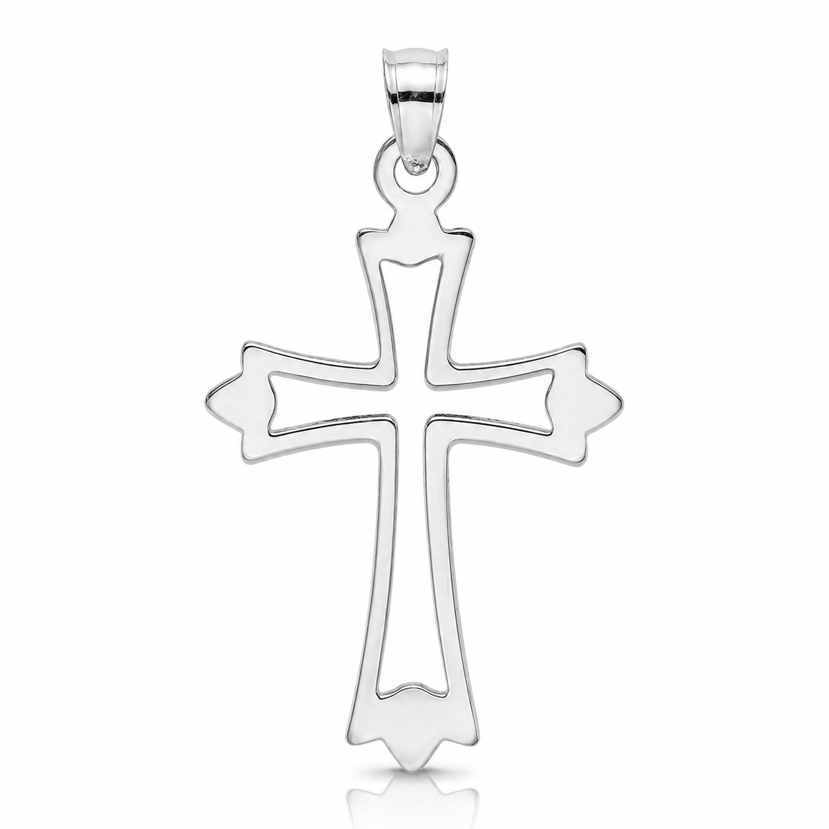 14K White Gold Polished and Cut-Out Cross Charm - Lifestyle View
