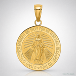 14K Polished and Satin Miraculous Medal Charm - Lifestyle View