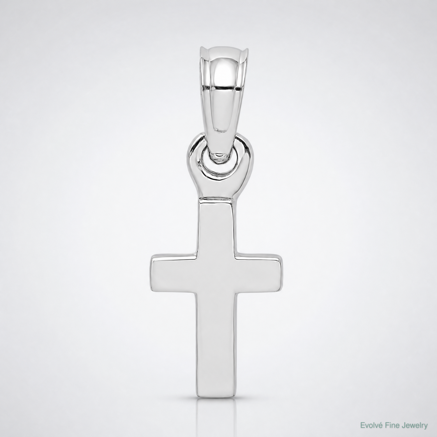 14K White Gold 3-D and Polished Mini Cross Charm - Lifestyle View