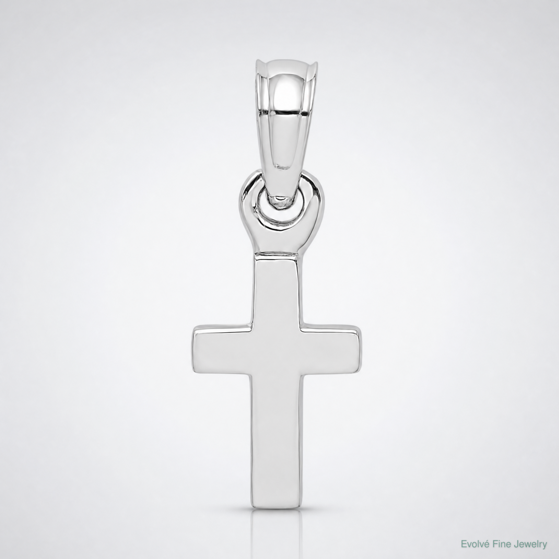 14K White Gold 3-D and Polished Mini Cross Charm - Lifestyle View
