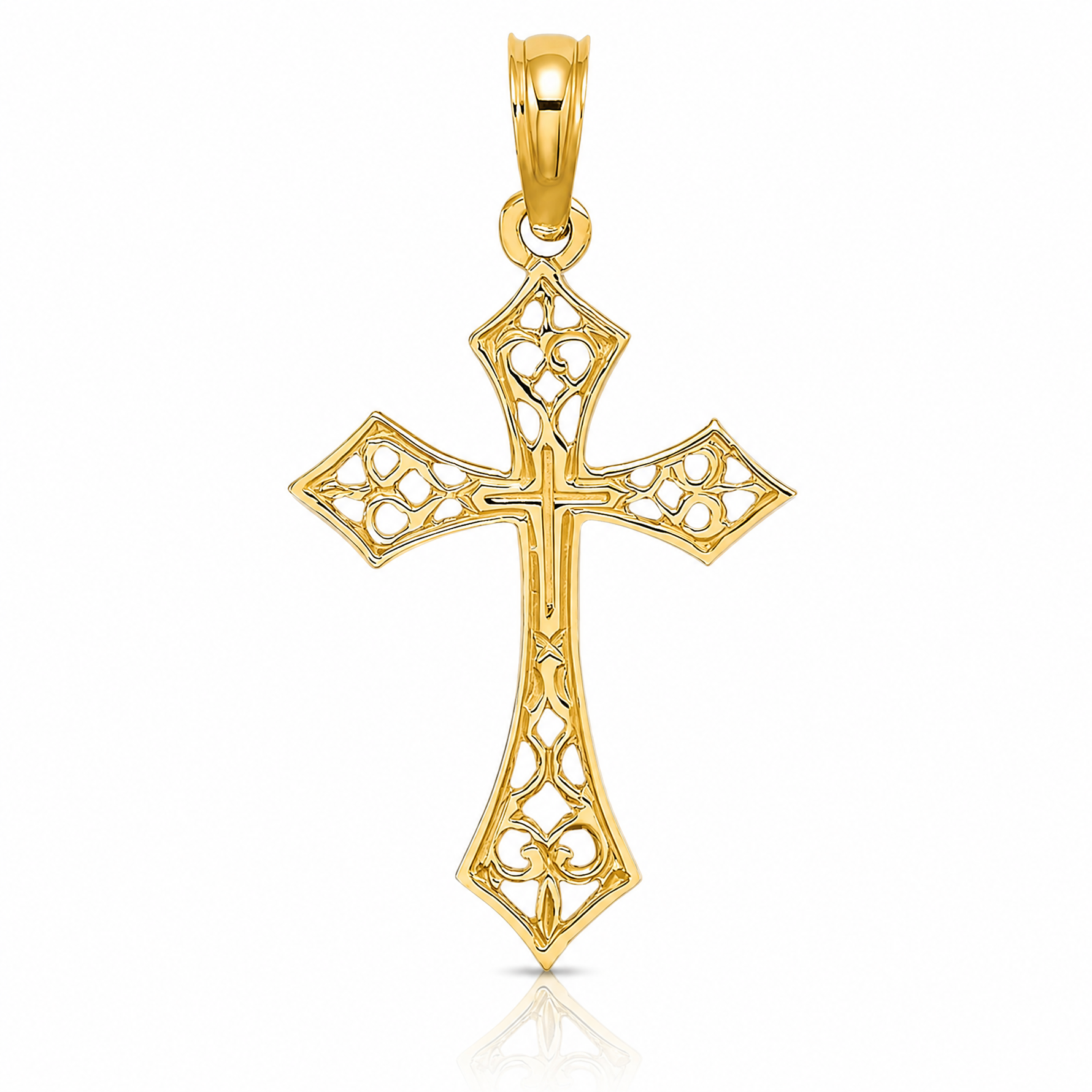 14K Filigree Cross Charm - Lifestyle View