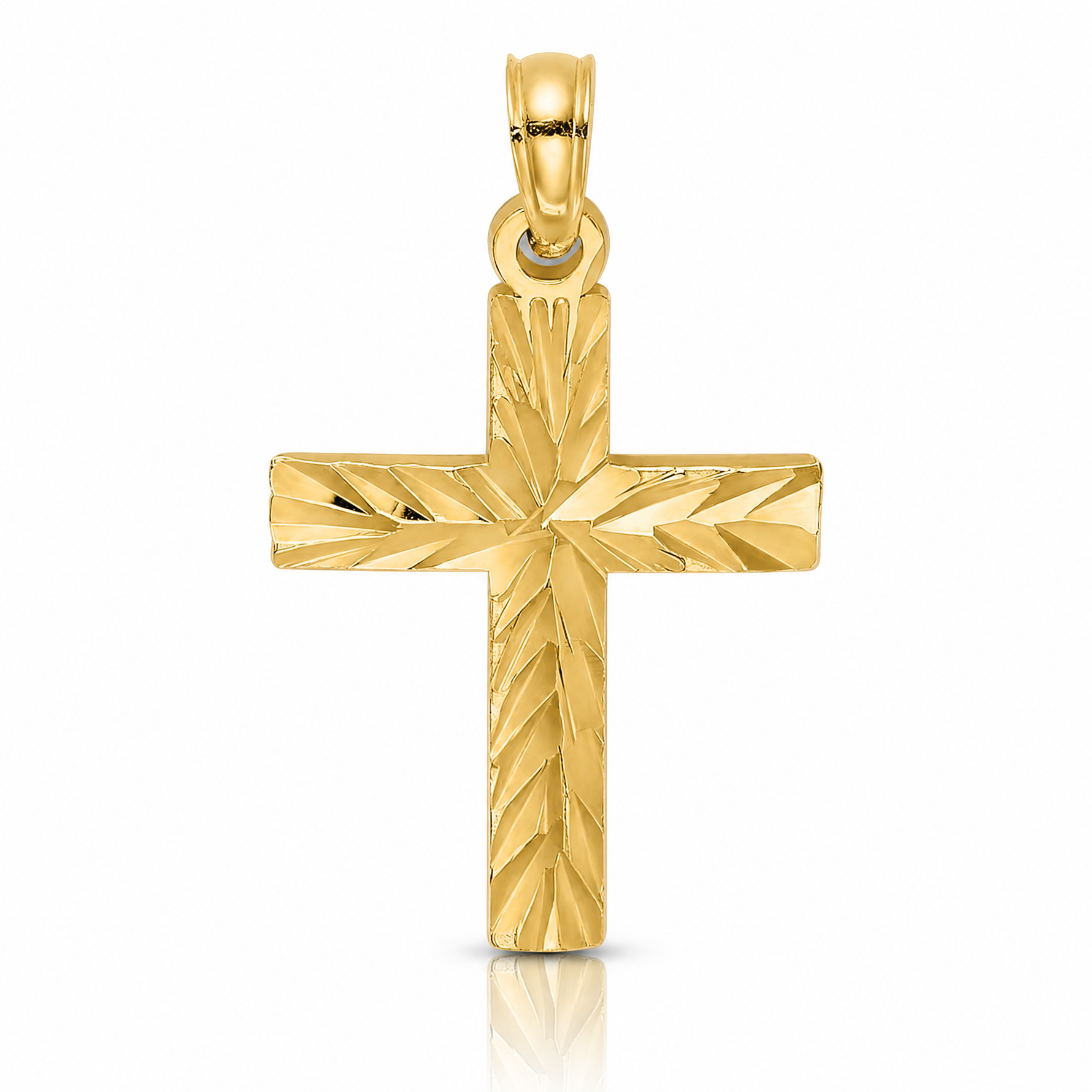 14K D/C Block Cross  Charm - Lifestyle View