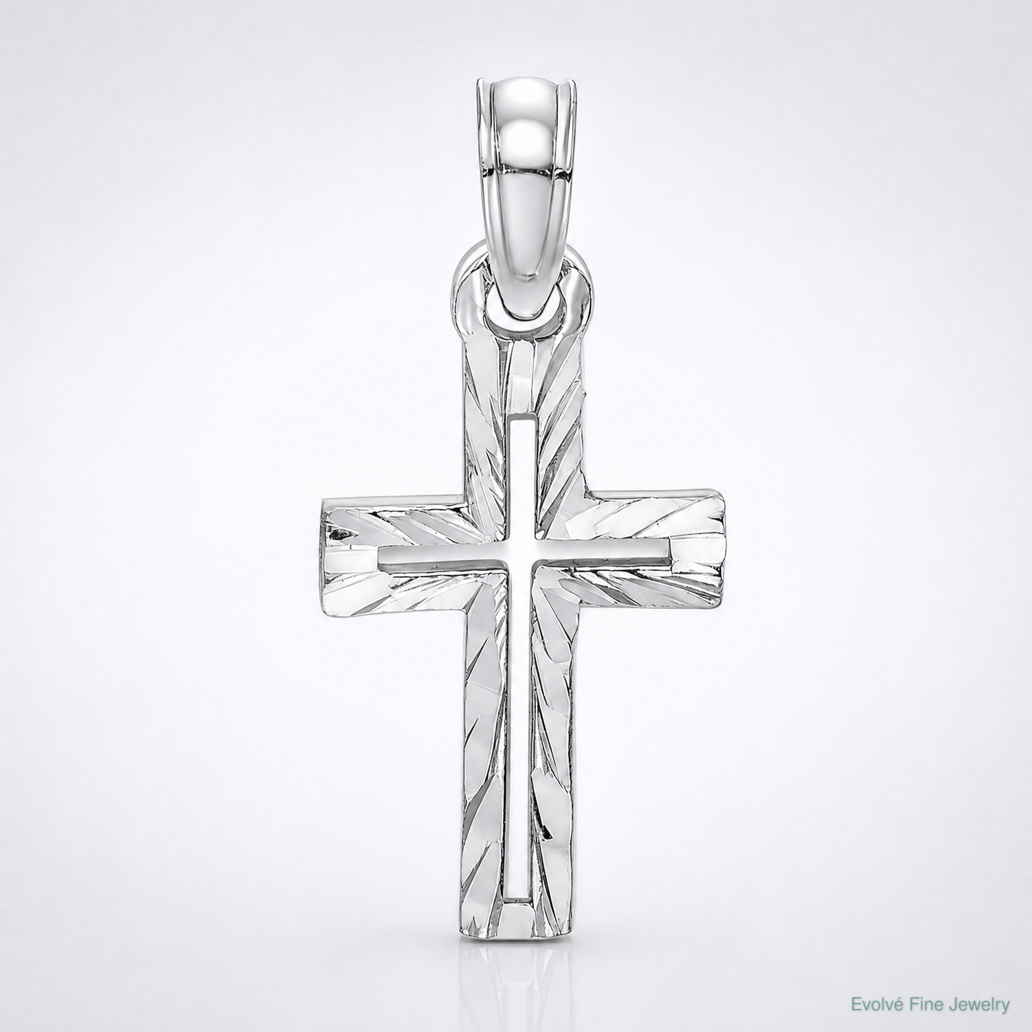 14K White Gold D/C Cross Charm - Lifestyle View