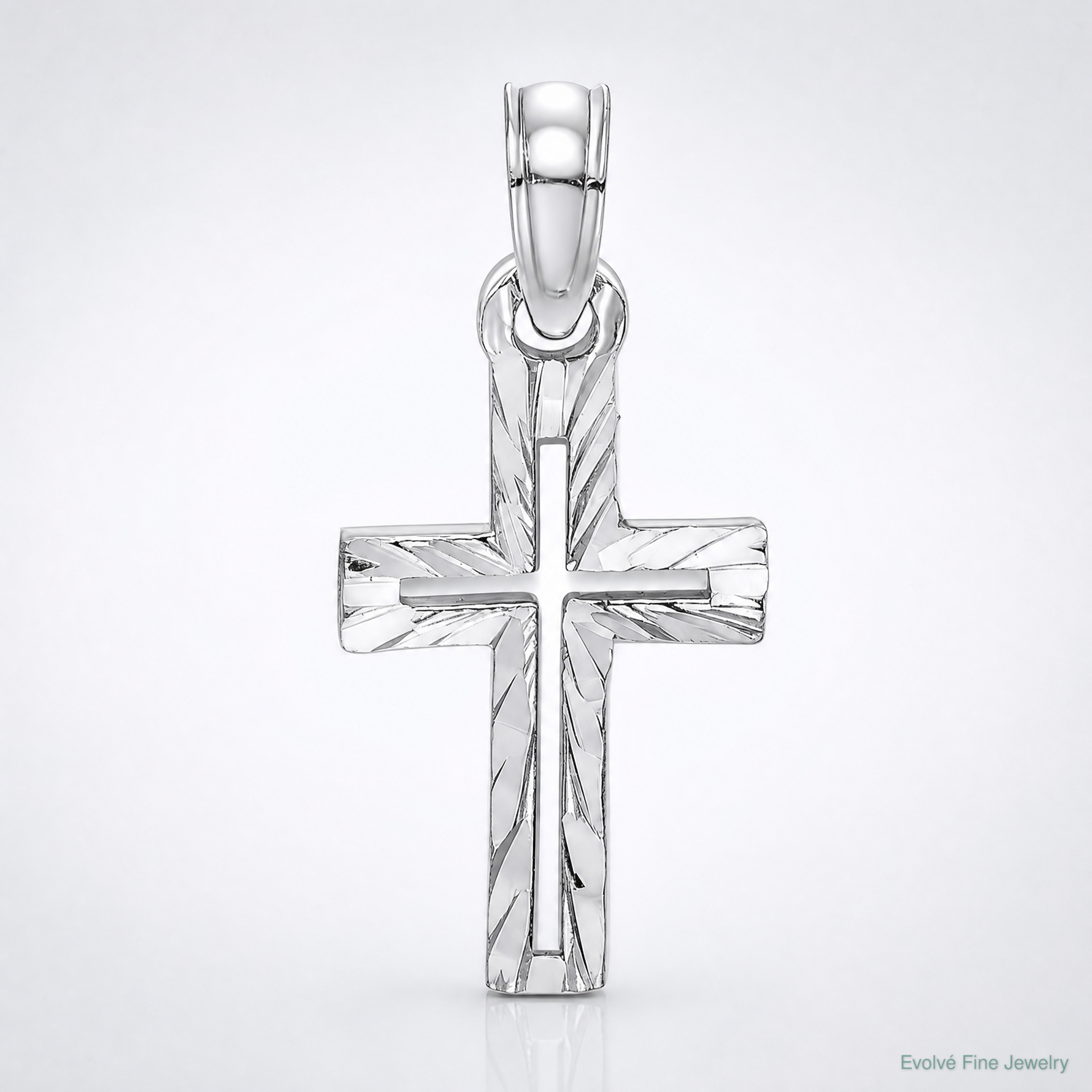 14K White Gold D/C Cross Charm - Lifestyle View