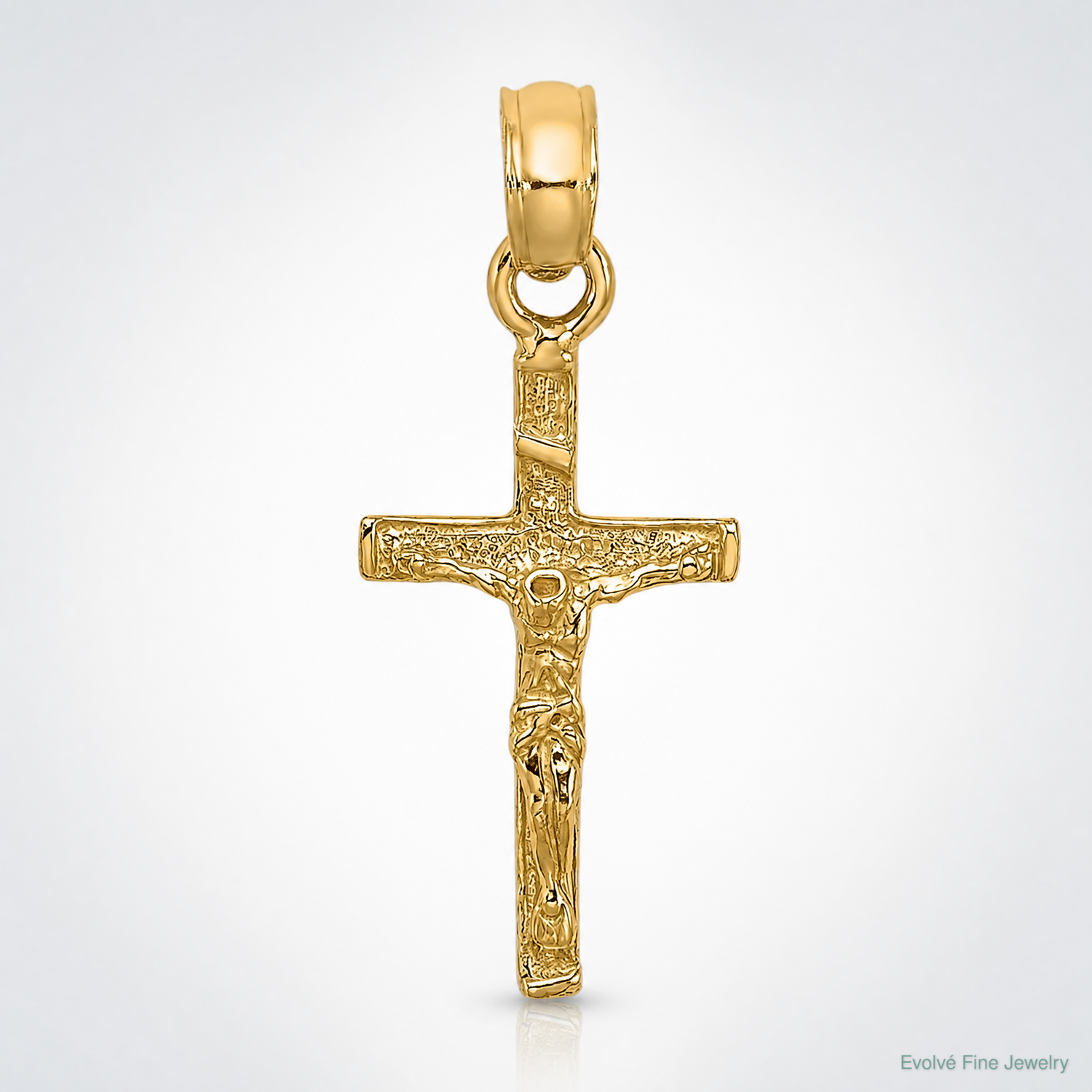 14K Mini Crucifix Charm - Lifestyle View