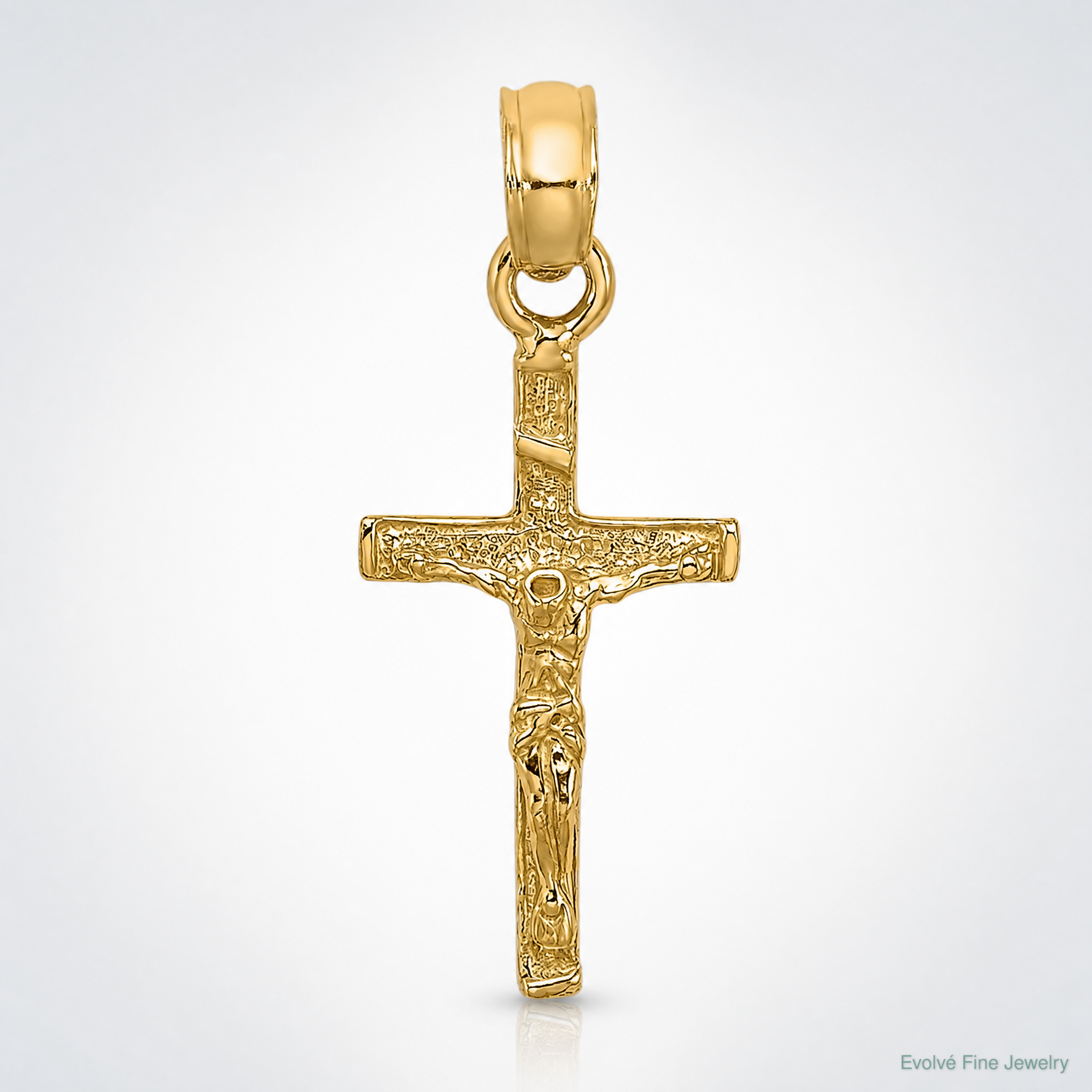 14K Mini Crucifix Charm - Lifestyle View