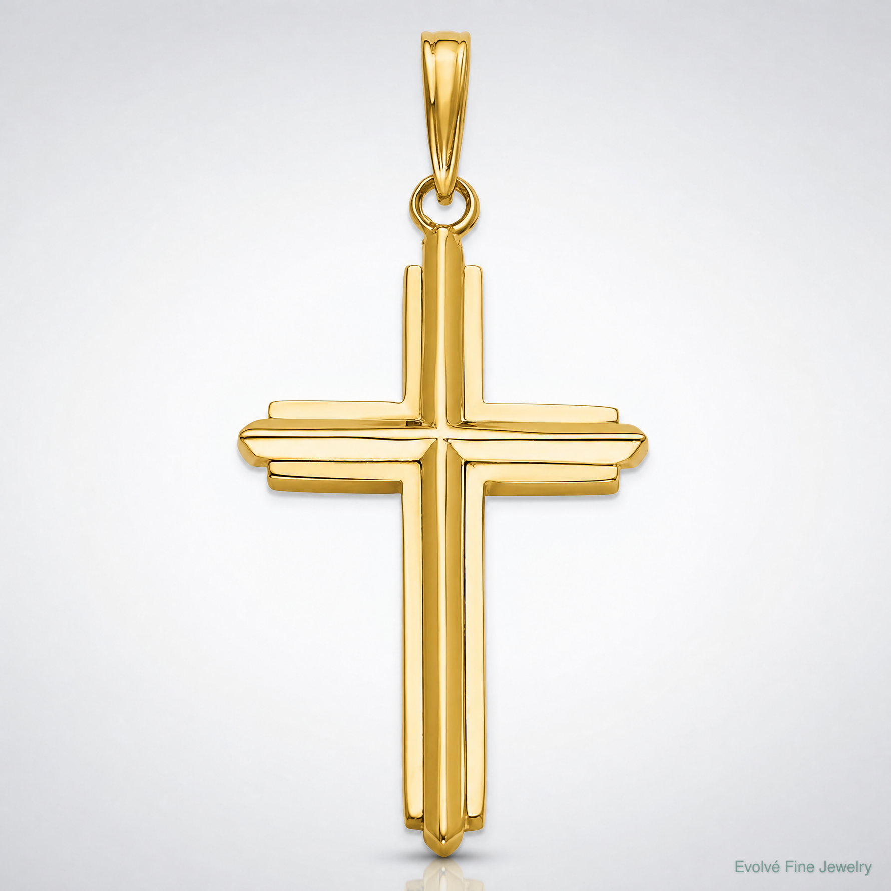 14K Polished Cross Charm - Lifestyle View