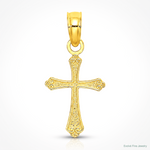 14K Textured Mini Cross Charm - Lifestyle View