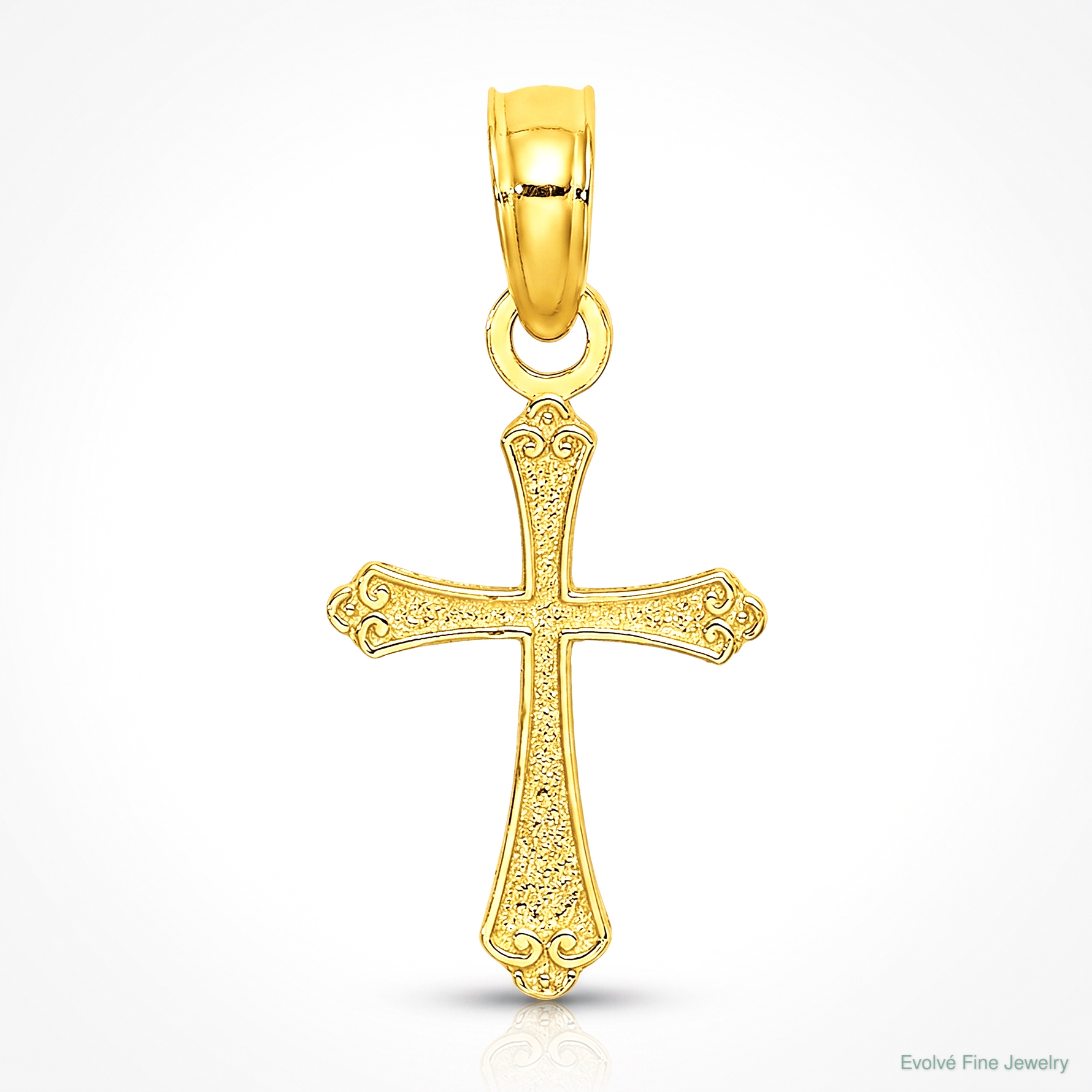 14K Textured Mini Cross Charm - Lifestyle View