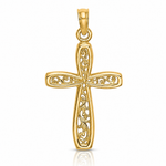 14K Cross w/ Filigree Center Charm - Lifestyle View