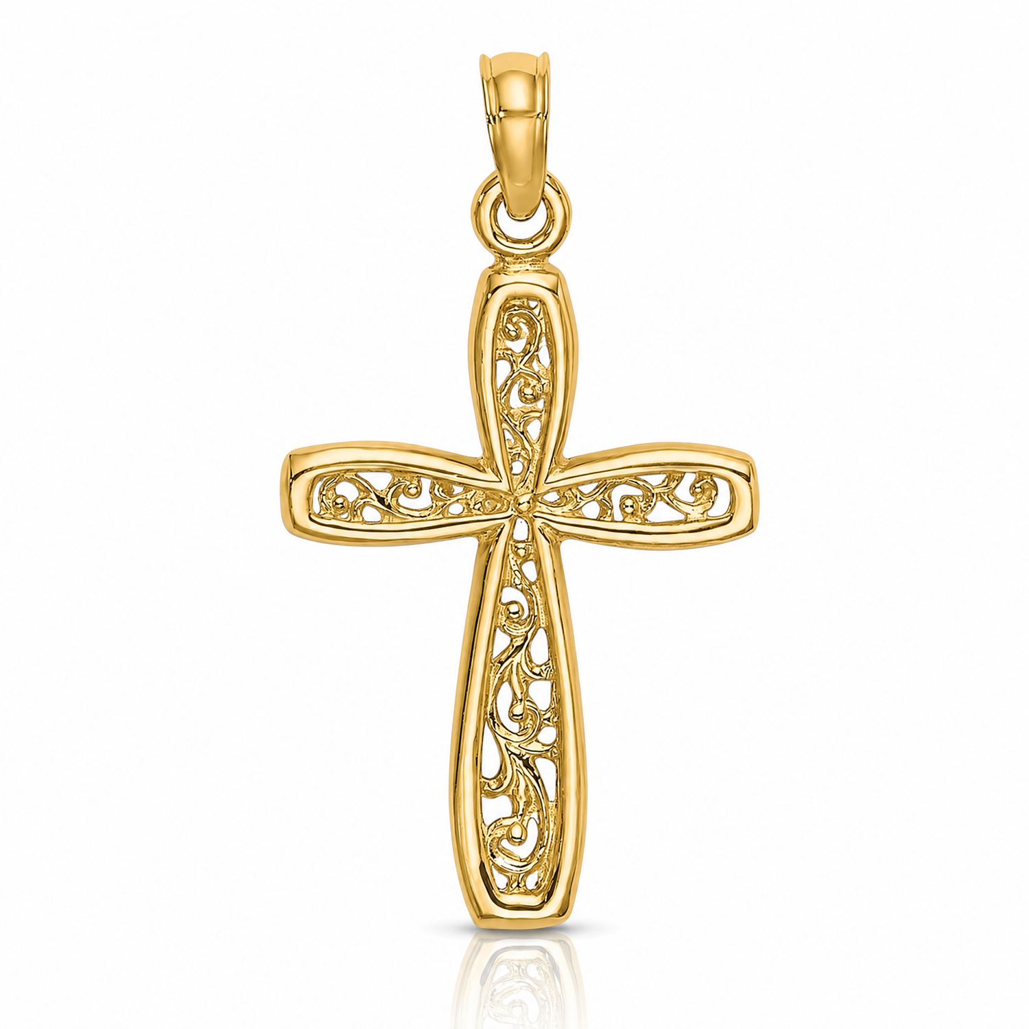 14K Cross w/ Filigree Center Charm - Lifestyle View