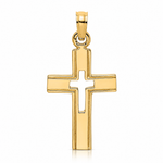 14K Polished and Cut-Out Cross Charm - Lifestyle View