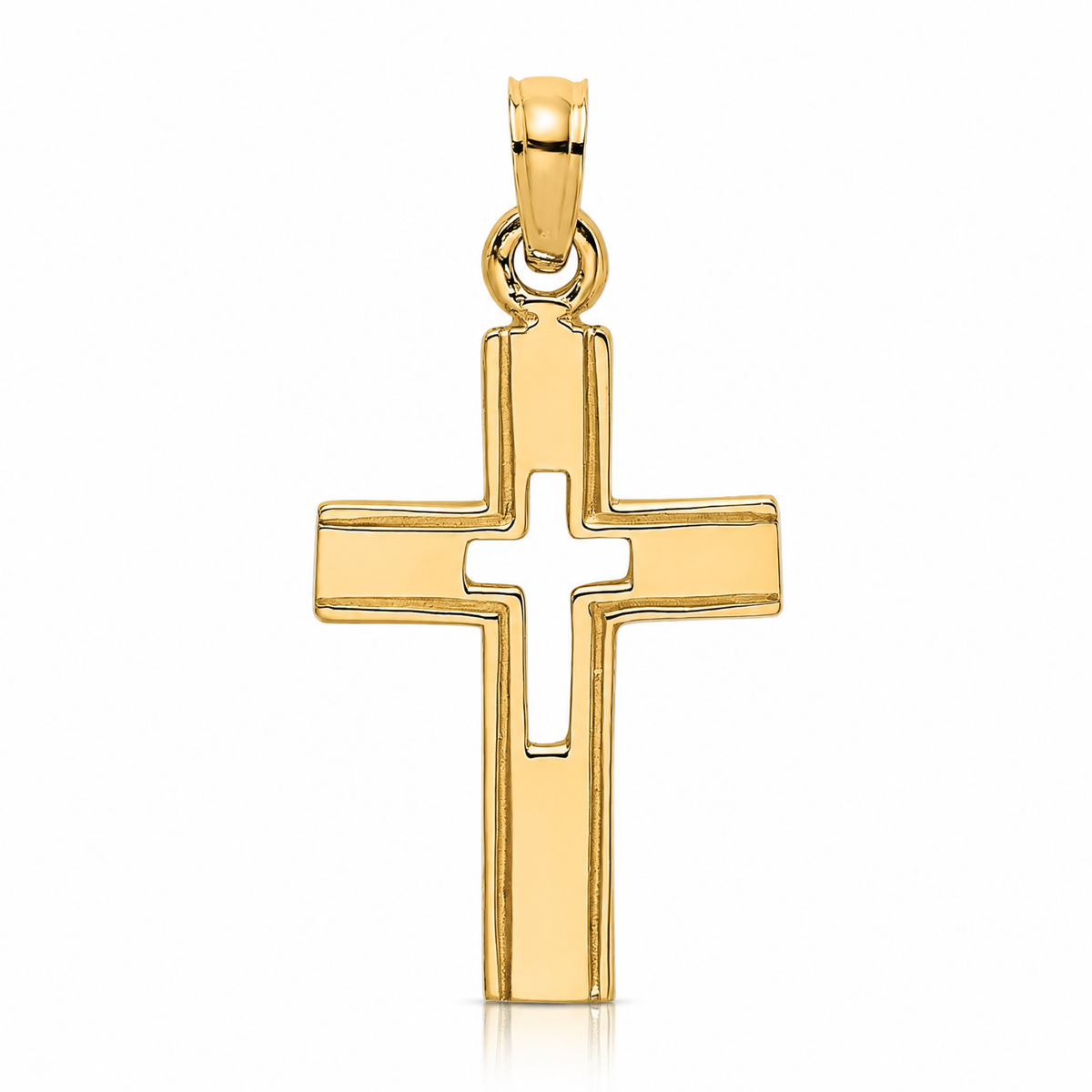14K Polished and Cut-Out Cross Charm - Lifestyle View