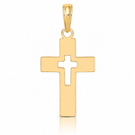 14K Polished Cut-Out Cross Charm - Lifestyle View