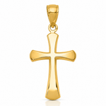 14K Polished Beveled Cross w/ Round Tips Charm - Lifestyle View