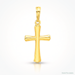 14K Polished Beveled Cross w/ Round Tips Charm - Lifestyle View