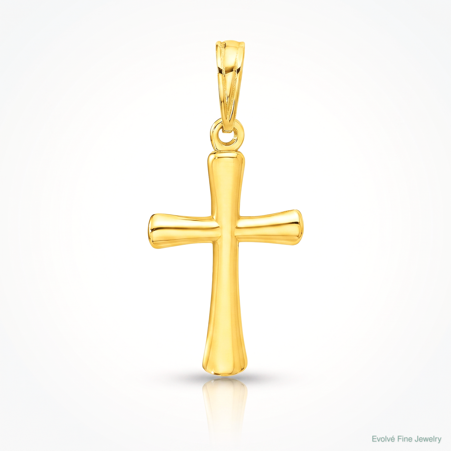 14K Polished Beveled Cross w/ Round Tips Charm - Lifestyle View