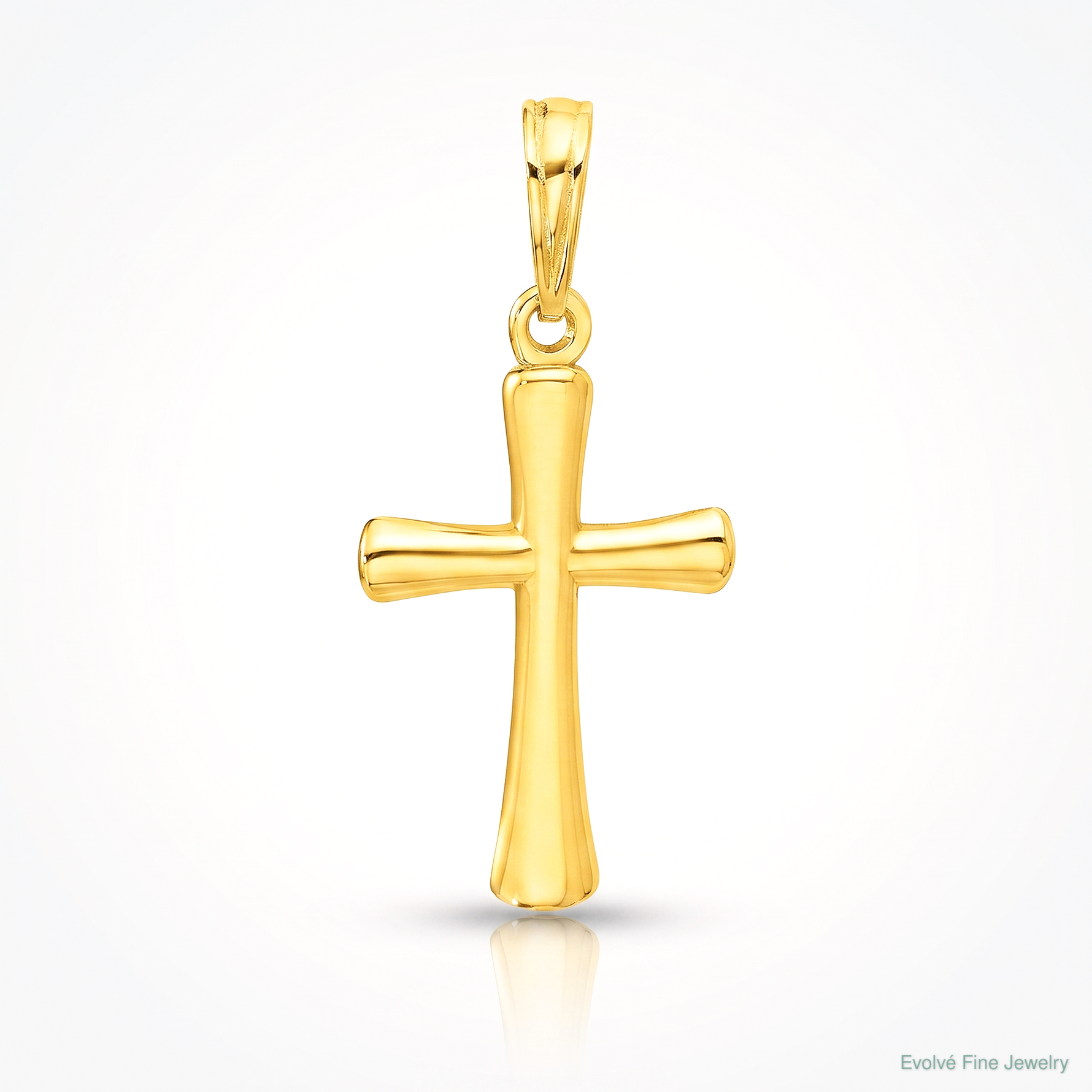 14K Polished Beveled Cross w/ Round Tips Charm - Lifestyle View