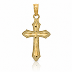 14K D/C w/ Beaded Edge Cross Charm - Lifestyle View