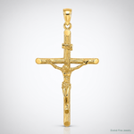 14K Textured Crucifix Charm - Lifestyle View