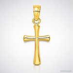 14K Polished Beveled Cross w/ Round tips Charm - Lifestyle View