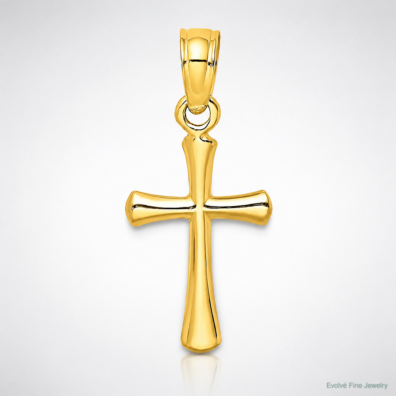 14K Polished Beveled Cross w/ Round tips Charm - Lifestyle View