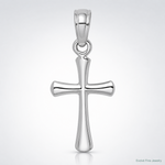 14K White Gold Polished Beveled Cross w/ Round tips Charm - Lifestyle View